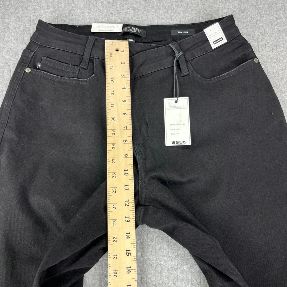 New Judy Blue Jeans Women 16W Black High Waist Crossover Fly Straight Leg‎